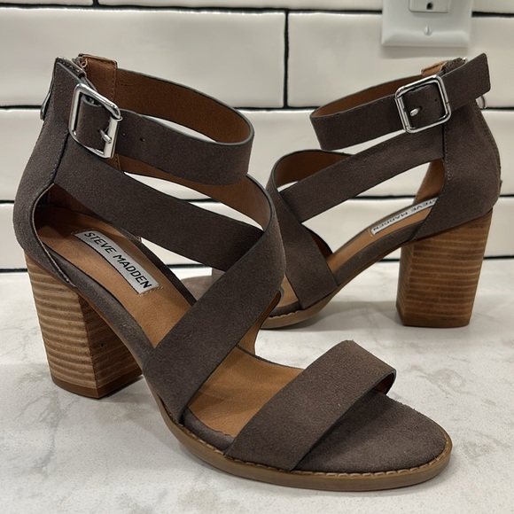 Steve Madden Elita Brown Strappy Block Heel Sandals Indie Festival Bohemian - Picture 3 of 16